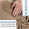 imageHVERSAILTEX Real Velvet Plush 1 Piece Form Fit Stretch Rectangle Folding Storage Covers Ottoman Slipcovers Removable Footstool Protect Footrest Covers Elastic Bottom Machine WashableLarge GreyCamel