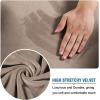imageHVERSAILTEX Real Velvet Plush 1 Piece Form Fit Stretch Rectangle Folding Storage Covers Ottoman Slipcovers Removable Footstool Protect Footrest Covers Elastic Bottom Machine WashableLarge GreyTaupe