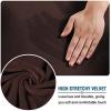 imageHVERSAILTEX Real Velvet Plush 1 Piece Form Fit Stretch Rectangle Folding Storage Covers Ottoman Slipcovers Removable Footstool Protect Footrest Covers Elastic Bottom Machine WashableLarge GreyBrown
