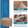 imageHVERSAILTEX Real Velvet Plush 1 Piece Form Fit Stretch Rectangle Folding Storage Covers Ottoman Slipcovers Removable Footstool Protect Footrest Covers Elastic Bottom Machine WashableLarge GreyCamel