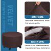 imageHVERSAILTEX Real Velvet Plush 1 Piece Form Fit Stretch Rectangle Folding Storage Covers Ottoman Slipcovers Removable Footstool Protect Footrest Covers Elastic Bottom Machine WashableLarge GreyBrown