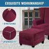 imageHVERSAILTEX Real Velvet Plush 1 Piece Form Fit Stretch Rectangle Folding Storage Covers Ottoman Slipcovers Removable Footstool Protect Footrest Covers Elastic Bottom Machine WashableLarge GreyWineBurgundy