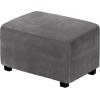 imageHVERSAILTEX Real Velvet Plush 1 Piece Form Fit Stretch Rectangle Folding Storage Covers Ottoman Slipcovers Removable Footstool Protect Footrest Covers Elastic Bottom Machine WashableLarge GreyGrey