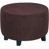imageHVERSAILTEX Real Velvet Plush 1 Piece Form Fit Stretch Rectangle Folding Storage Covers Ottoman Slipcovers Removable Footstool Protect Footrest Covers Elastic Bottom Machine WashableLarge GreyBrown