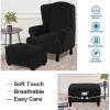 imageHVERSAILTEX Real Velvet Plush 1 Piece Form Fit Stretch Rectangle Folding Storage Covers Ottoman Slipcovers Removable Footstool Protect Footrest Covers Elastic Bottom Machine WashableLarge GreyJet Black
