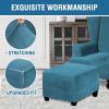 imageHVERSAILTEX Real Velvet Plush 1 Piece Form Fit Stretch Rectangle Folding Storage Covers Ottoman Slipcovers Removable Footstool Protect Footrest Covers Elastic Bottom Machine WashableLarge GreyPeacock Blue