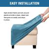 imageHVERSAILTEX Real Velvet Plush 1 Piece Form Fit Stretch Rectangle Folding Storage Covers Ottoman Slipcovers Removable Footstool Protect Footrest Covers Elastic Bottom Machine WashableLarge GreyPeacock Blue
