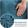 imageHVERSAILTEX Real Velvet Plush 1 Piece Form Fit Stretch Rectangle Folding Storage Covers Ottoman Slipcovers Removable Footstool Protect Footrest Covers Elastic Bottom Machine WashableLarge GreyPeacock Blue