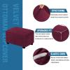 imageHVERSAILTEX Real Velvet Plush 1 Piece Form Fit Stretch Rectangle Folding Storage Covers Ottoman Slipcovers Removable Footstool Protect Footrest Covers Elastic Bottom Machine WashableLarge GreyWineBurgundy