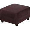 imageHVERSAILTEX Real Velvet Plush 1 Piece Form Fit Stretch Rectangle Folding Storage Covers Ottoman Slipcovers Removable Footstool Protect Footrest Covers Elastic Bottom Machine WashableLarge GreyBrown