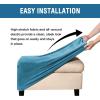 imageHVERSAILTEX Real Velvet Plush 1 Piece Form Fit Stretch Rectangle Folding Storage Covers Ottoman Slipcovers Removable Footstool Protect Footrest Covers Elastic Bottom Machine WashableLarge GreyPeacock Blue