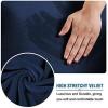 imageHVERSAILTEX Real Velvet Plush 1 Piece Form Fit Stretch Rectangle Folding Storage Covers Ottoman Slipcovers Removable Footstool Protect Footrest Covers Elastic Bottom Machine WashableLarge GreyNavy