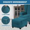 imageHVERSAILTEX Real Velvet Plush 1 Piece Form Fit Stretch Rectangle Folding Storage Covers Ottoman Slipcovers Removable Footstool Protect Footrest Covers Elastic Bottom Machine WashableLarge GreyDeep Teal