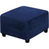 imageHVERSAILTEX Real Velvet Plush 1 Piece Form Fit Stretch Rectangle Folding Storage Covers Ottoman Slipcovers Removable Footstool Protect Footrest Covers Elastic Bottom Machine WashableLarge GreyNavy