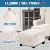 imageHVERSAILTEX Real Velvet Plush 1 Piece Form Fit Stretch Rectangle Folding Storage Covers Ottoman Slipcovers Removable Footstool Protect Footrest Covers Elastic Bottom Machine WashableLarge GreyIvory