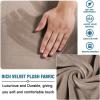 imageHVERSAILTEX Real Velvet Plush 1 Piece Form Fit Stretch Rectangle Folding Storage Covers Ottoman Slipcovers Removable Footstool Protect Footrest Covers Elastic Bottom Machine WashableLarge GreyTaupe