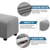 imageHVERSAILTEX Square Ottoman Covers Ottoman Slipcovers Folding Storage Stool Furniture Protector Form Fit with Elastic Bottom Stretch High Spandex Small Checks Jacquard FabricLargeBlackDove