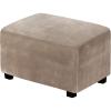 imageHVERSAILTEX Real Velvet Plush 1 Piece Form Fit Stretch Rectangle Folding Storage Covers Ottoman Slipcovers Removable Footstool Protect Footrest Covers Elastic Bottom Machine WashableLarge GreyTaupe