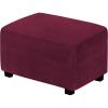 imageHVERSAILTEX Real Velvet Plush 1 Piece Form Fit Stretch Rectangle Folding Storage Covers Ottoman Slipcovers Removable Footstool Protect Footrest Covers Elastic Bottom Machine WashableLarge GreyWineBurgundy