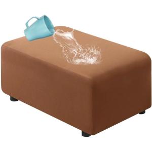imageHVERSAILTEX 100 Waterproof Ottoman Cover Rectangle Stretch Velvet Ottoman Slipcovers for Living Room with Nonslip Elastic Bottom Furniture Protector Thick Soft Fleece Fabric Large CamelCamel