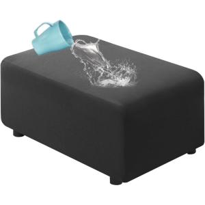 imageHVERSAILTEX 100 Waterproof Ottoman Cover Rectangle Stretch Velvet Ottoman Slipcovers for Living Room with Nonslip Elastic Bottom Furniture Protector Thick Soft Fleece Fabric Large CamelDark Grey