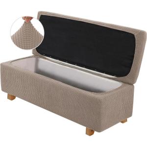 imageHVERSAILTEX 2 Piece Style Stretch Ottoman Cover Folding Storage Stool Furniture Protector Ottoman Slipcovers Rectangle with Elastic BottomXLargeSand