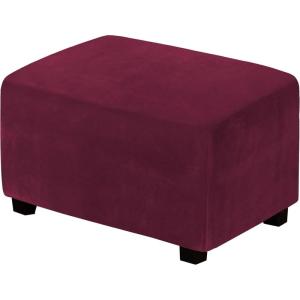 imageHVERSAILTEX Real Velvet Plush 1 Piece Form Fit Stretch Rectangle Folding Storage Covers Ottoman Slipcovers Removable Footstool Protect Footrest Covers Elastic Bottom Machine WashableLarge GreyWineBurgundy