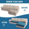 imageHVERSAILTEX 100 Waterproof Seat Cushion Covers Sectional Couch Covers 3 Pieces Sofa Cushion Covers L Shape Cushion Chaise Cover for Both LeftRight Couch Large Sofa 2 Seater  1 Chaise CamelPeacock Blue