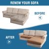 imageHVERSAILTEX 100 Waterproof Seat Cushion Covers Sectional Couch Covers 3 Pieces Sofa Cushion Covers L Shape Cushion Chaise Cover for Both LeftRight Couch Large Sofa 2 Seater  1 Chaise CamelCamel