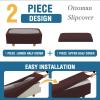 imageHVERSAILTEX 2 Piece Style Stretch Ottoman Cover Folding Storage Stool Furniture Protector Ottoman Slipcovers Rectangle with Elastic BottomLargeChocolate