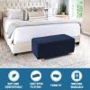 imageHVERSAILTEX 2 Piece Style Stretch Ottoman Cover Folding Storage Stool Furniture Protector Ottoman Slipcovers Rectangle with Elastic BottomLargeNavy