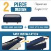 imageHVERSAILTEX 2 Piece Style Stretch Ottoman Cover Folding Storage Stool Furniture Protector Ottoman Slipcovers Rectangle with Elastic BottomLargeNavy