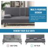 imageHVERSAILTEX 4 Pieces Stretch Futon Covers Sofa Bed Slipcover with Removable Armrests and Cupholders Covers Furniture Protector High Spandex Small Checks Jacquard Fabric BlackGrey