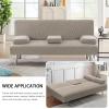 imageHVERSAILTEX 4 Pieces Stretch Futon Covers Sofa Bed Slipcover with Removable Armrests and Cupholders Covers Furniture Protector High Spandex Small Checks Jacquard Fabric BlackTaupe