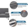 imageHVERSAILTEX 4 Pieces Stretch Futon Covers Sofa Bed Slipcover with Removable Armrests and Cupholders Covers Furniture Protector High Spandex Small Checks Jacquard Fabric BlackGrey