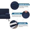 imageHVERSAILTEX 4 Pieces Stretch Futon Covers Sofa Bed Slipcover with Removable Armrests and Cupholders Covers Furniture Protector High Spandex Small Checks Jacquard Fabric BlackNavy