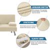 imageHVERSAILTEX 4 Pieces Stretch Futon Covers Sofa Bed Slipcover with Removable Armrests and Cupholders Covers Furniture Protector High Spandex Small Checks Jacquard Fabric BlackNatural