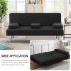 imageHVERSAILTEX 4 Pieces Stretch Futon Covers Sofa Bed Slipcover with Removable Armrests and Cupholders Covers Furniture Protector High Spandex Small Checks Jacquard Fabric BlackBlack