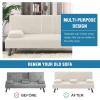 imageHVERSAILTEX 4 Pieces Stretch Futon Covers Sofa Bed Slipcover with Removable Armrests and Cupholders Covers Furniture Protector High Spandex Small Checks Jacquard Fabric BlackIvory