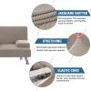 imageHVERSAILTEX 4 Pieces Stretch Futon Covers Sofa Bed Slipcover with Removable Armrests and Cupholders Covers Furniture Protector High Spandex Small Checks Jacquard Fabric BlackTaupe