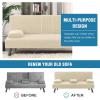 imageHVERSAILTEX 4 Pieces Stretch Futon Covers Sofa Bed Slipcover with Removable Armrests and Cupholders Covers Furniture Protector High Spandex Small Checks Jacquard Fabric BlackNatural