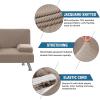 imageHVERSAILTEX 4 Pieces Stretch Futon Covers Sofa Bed Slipcover with Removable Armrests and Cupholders Covers Furniture Protector High Spandex Small Checks Jacquard Fabric BlackSand