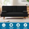 imageHVERSAILTEX 4 Pieces Stretch Futon Covers Sofa Bed Slipcover with Removable Armrests and Cupholders Covers Furniture Protector High Spandex Small Checks Jacquard Fabric BlackBlack