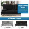 imageHVERSAILTEX 4 Pieces Stretch Futon Covers Sofa Bed Slipcover with Removable Armrests and Cupholders Covers Furniture Protector High Spandex Small Checks Jacquard Fabric BlackBlack