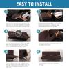 imageHVERSAILTEX 4 Pieces Stretch Futon Covers Sofa Bed Slipcover with Removable Armrests and Cupholders Covers Furniture Protector High Spandex Small Checks Jacquard Fabric BlackChocolate