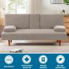 imageHVERSAILTEX 4 Pieces Stretch Futon Covers Sofa Bed Slipcover with Removable Armrests and Cupholders Covers Furniture Protector High Spandex Small Checks Jacquard Fabric BlackTaupe