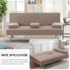 imageHVERSAILTEX 4 Pieces Stretch Futon Covers Sofa Bed Slipcover with Removable Armrests and Cupholders Covers Furniture Protector High Spandex Small Checks Jacquard Fabric BlackSand