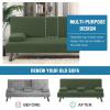imageHVERSAILTEX 4 Pieces Stretch Futon Covers Sofa Bed Slipcover with Removable Armrests and Cupholders Covers Furniture Protector High Spandex Small Checks Jacquard Fabric BlackBronze Green