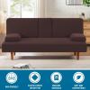 imageHVERSAILTEX 4 Pieces Stretch Futon Covers Sofa Bed Slipcover with Removable Armrests and Cupholders Covers Furniture Protector High Spandex Small Checks Jacquard Fabric BlackChocolate