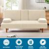 imageHVERSAILTEX 4 Pieces Stretch Futon Covers Sofa Bed Slipcover with Removable Armrests and Cupholders Covers Furniture Protector High Spandex Small Checks Jacquard Fabric BlackNatural